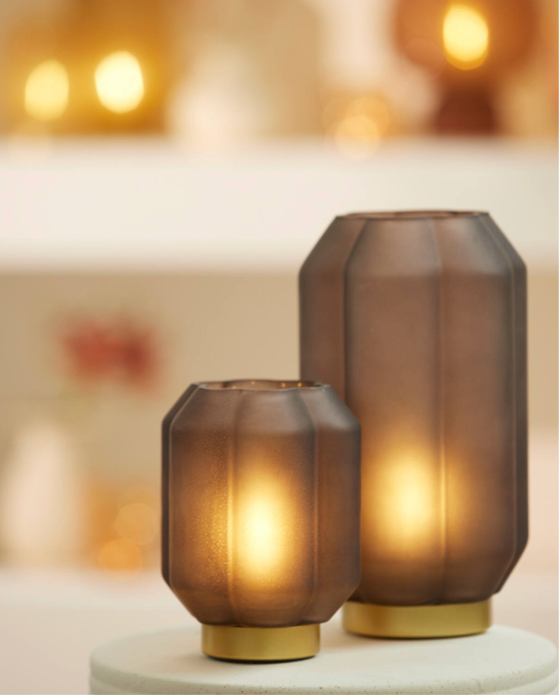 Batterilampa AURORA Small - Mörkbrun