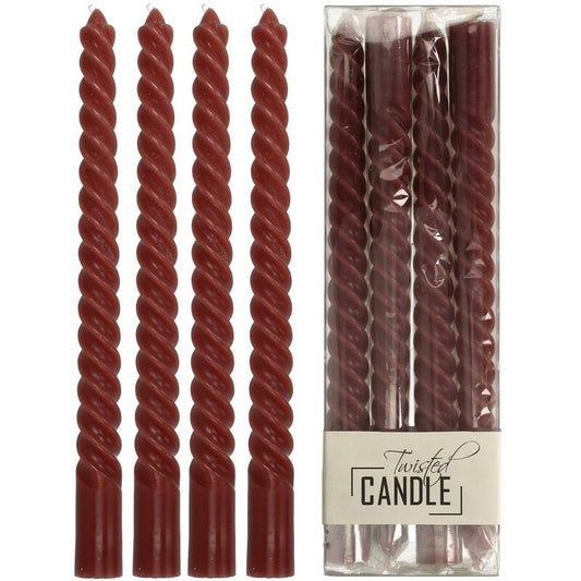Ljus TWIST 4-pack - Vinröd/brun